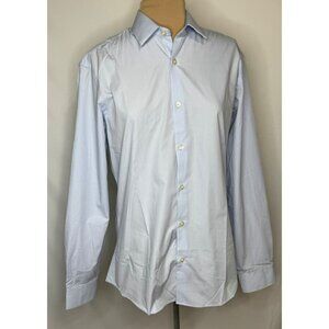 New French Connection Mens Plain Poplin Slim Fit Shirt Soft Blue M Medium